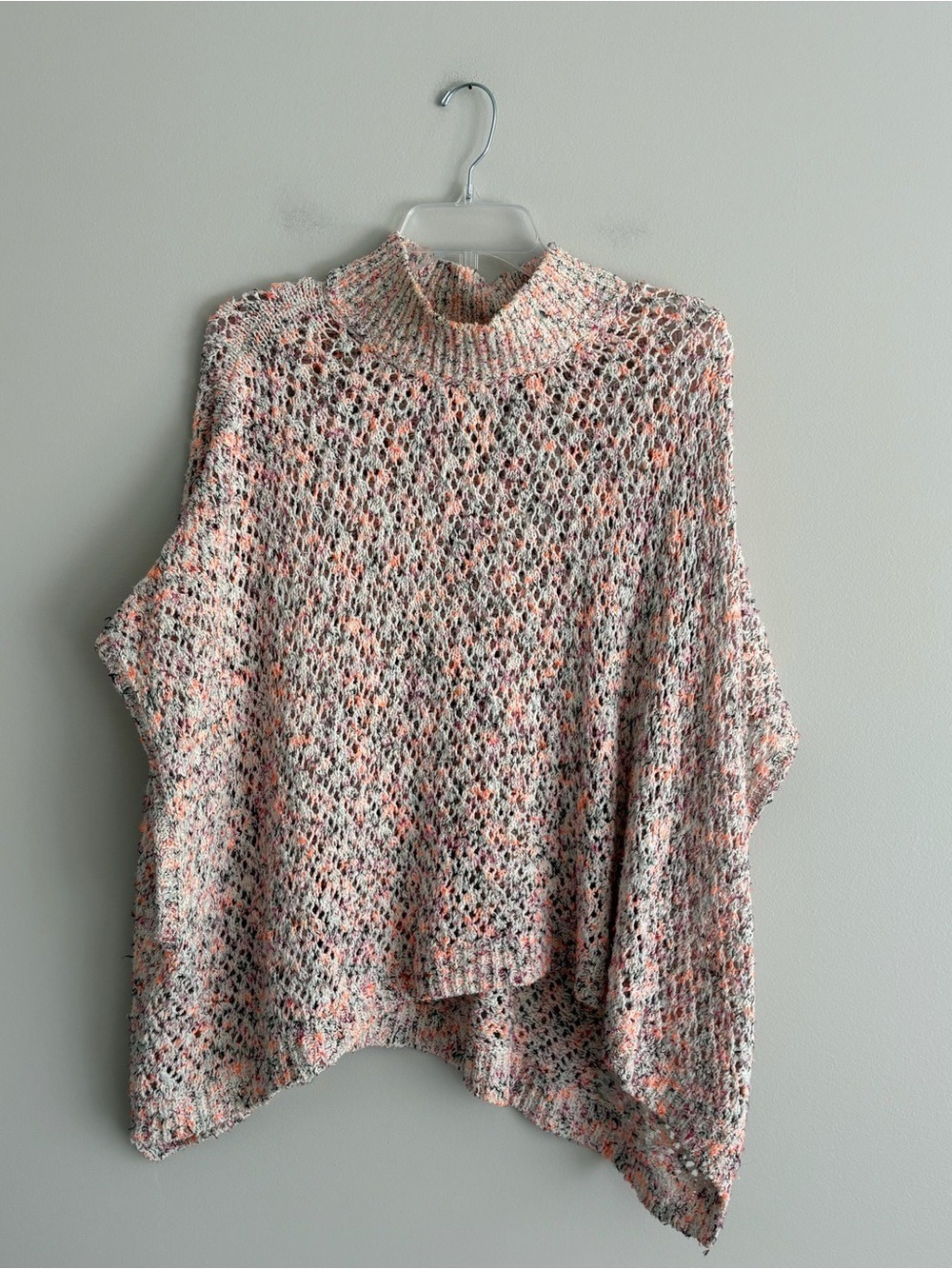 Akemi + Kin Short Sleeve Knit Cittage Core Colorful Open-Knit Sweater